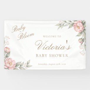 Rosa Pfingstrosen in voller Blüte Mädchen Baby Sho Banner