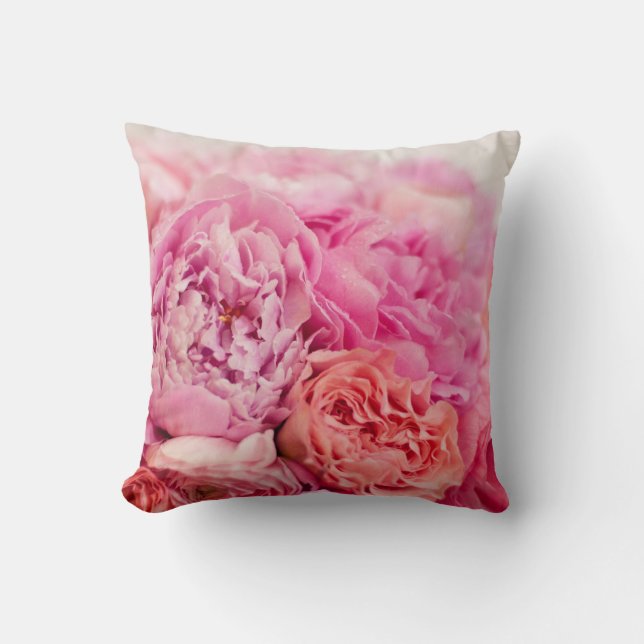 Rosa Pfingstrosen-Kissen Kissen (Vorderseite)
