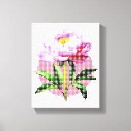 Rosa Pfingstrosen-Punkt-Mosaik-Blume Leinwanddruck