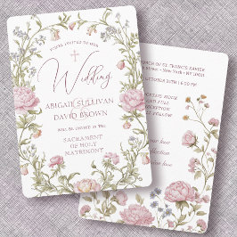 Rosa Pfingstrosen Rahmen Katholische Hochzeit Einladung