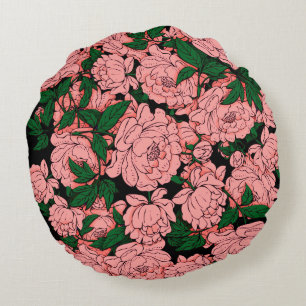 Rosa Pfingstrosen Rundes Kissen