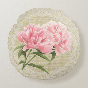 Rosa Pfingstrosen & Spitze Blumen vintage Kissen