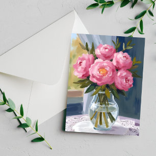 Rosa Pfingstrosen-Sträußchen-Aquarell-Blumenmalere