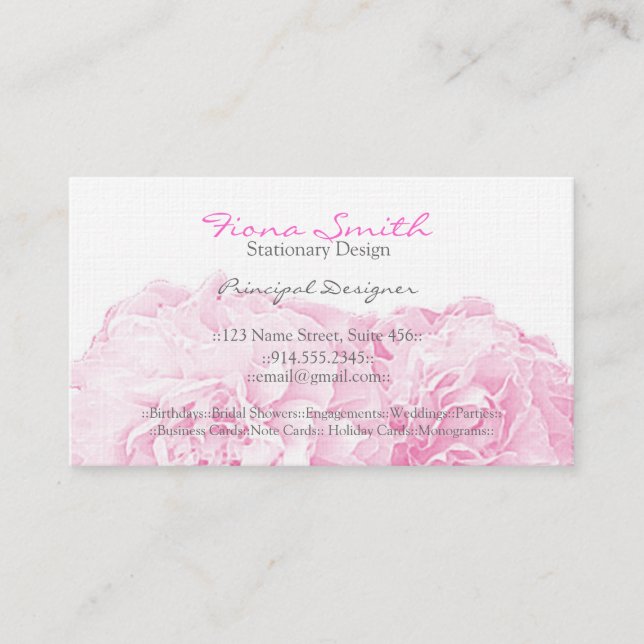 Rosa Pfingstrosen-Visitenkarten Visitenkarte (Vorderseite)