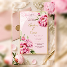 Rosa Pfingstrosen-Wasserfarben-Hochzeit
