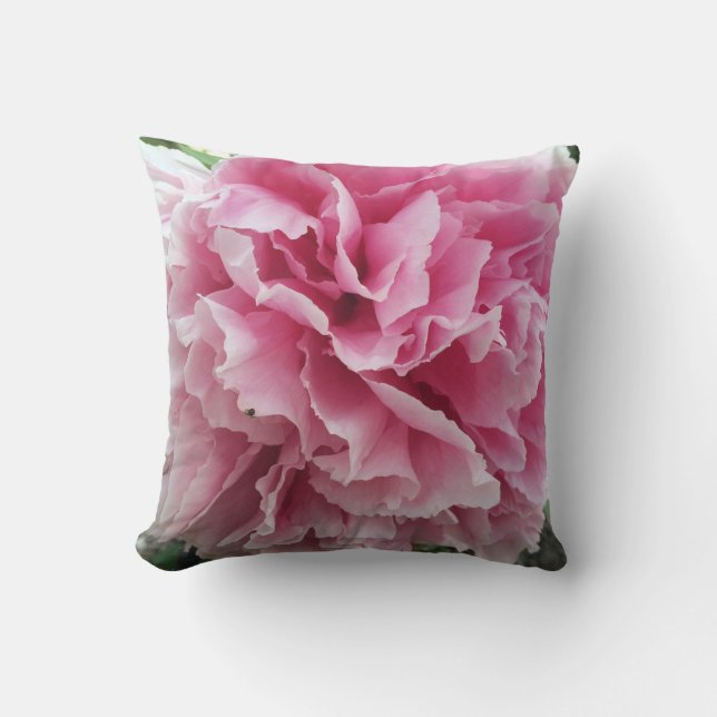 Rosa Pfingstrosen-Wurfs-Kissen Kissen (Vorderseite)