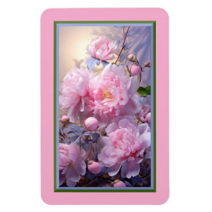 Rosa Pfingstrosenknospen und -blüten flexibler Mag Magnet