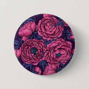 Rosa Pfingstrosenstrauß Button