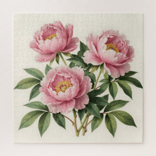 Rosa Pfingstrosenstrauß Vintage-Botanikillustratio