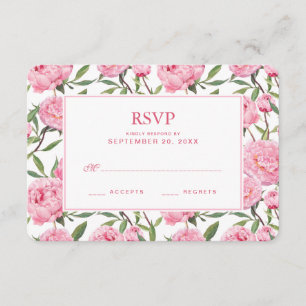 Rosa Pfingstrosewatercolor-Blumen - Hochzeit UAWG RSVP Karte