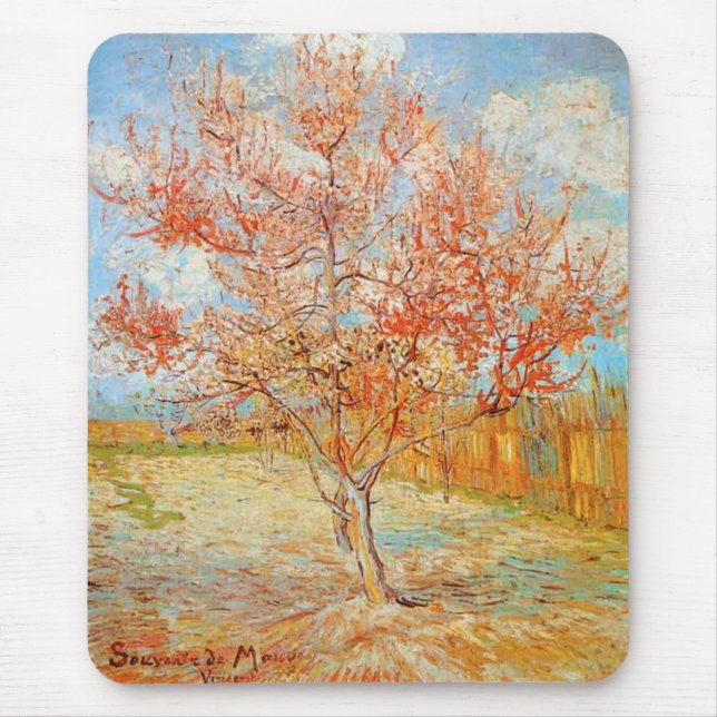 Rosa Pfirsich-Baum Van Gogh in der Mousepad (Vorne)
