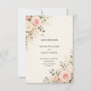 Rosa Pfirsich Blumen Hochzeit Termin vormerken Save The Date
