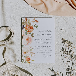 Rosa Pfirsich Botanisch Floral Hochzeit Einladung