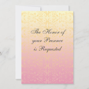 Rosa Pfirsich-Damast-kundenspezifische Einladung