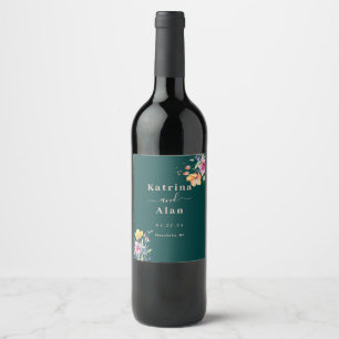 Rosa Pfirsich Gelbe Blüten Weinlabel Weinetikett