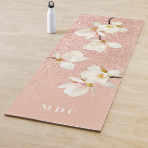 Rosa Pfirsich Girl Glitzer magnolia Blütenpartike Yogamatte