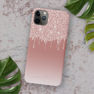 Rosa Pfirsich-Rosa-Roségold Glitter-Kunstmuster iPhone 16 Pro Max Hülle