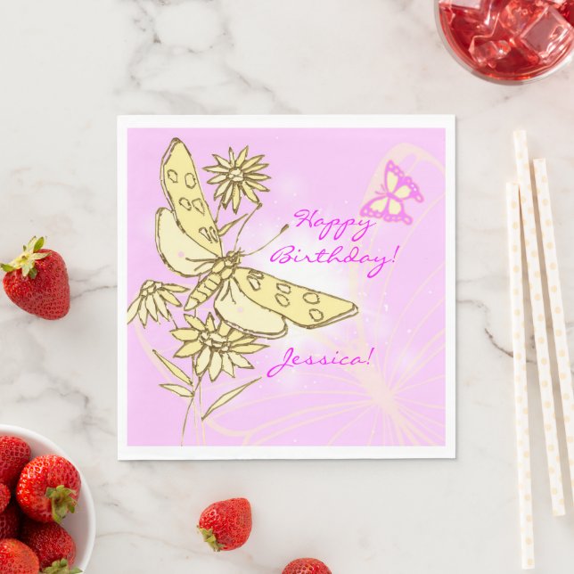 Rosa Pfirsich Schmetterling Serviette (Beispiel)