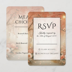 Rosa Pfirsich Verzauberter Wald Laterne Hochzeit RSVP Karte
