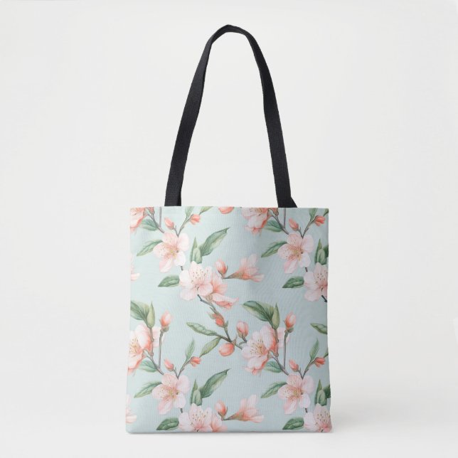 Rosa Pfirsichbaum Blossom All-over-Print Tasche (Vorderseite)