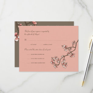 Rosa Pfirsichblüten Chinesische Hochzeit RSVP Kart Karte