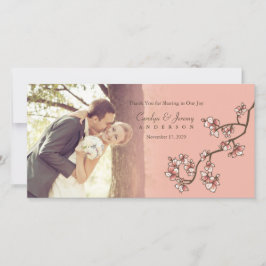 Rosa Pfirsichblüten Hochzeit danke Ihnen Fotokarte