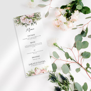 Rosa Pfirsichfarben Elegante Hochzeit Menükarte