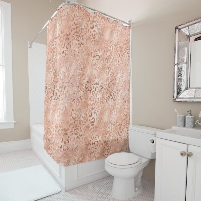 Rosa Pfirsichfarben Rose Gold Leopard Duschvorhang (Beispiel)