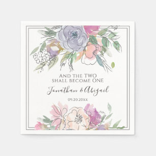 Rosa Pfirsichfarbene Lila Blütengrau-Rahmen-Hochze Serviette
