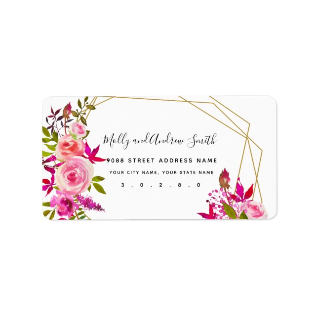 Rosa Pfirsichfarbene Rose Adressetikett Party Hoch (Vorne)