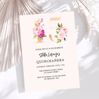Rosa pfirsichfarbene Zahlen Gold Quinceanera Luxus