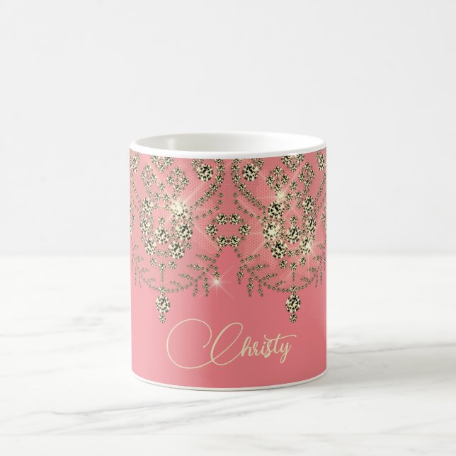 Rosa pfirsichgoldgelb verleihen elegantem Funkeln Kaffeetasse (Mittel)
