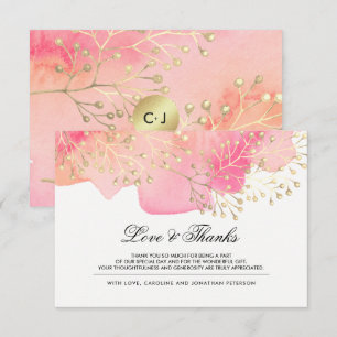 Rosa-Pfirsichzweige Hochzeit Dankeskarte