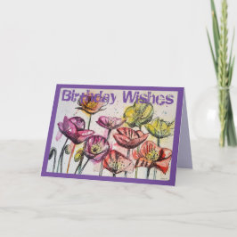 Rosa Pflaumen Wasserfarbe und Tinte Geburtstagskar Karte