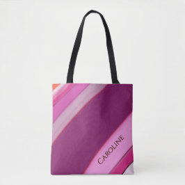 Rosa Pflaumenstreifen Personalisierter Name Tasche