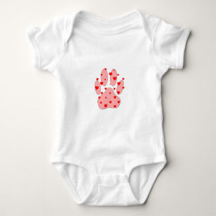 Rosa Pfotenabdruck mit Herzen Baby Strampler
