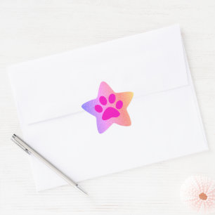 Rosa Pfotenabdrücke Roségold Glitter Süß Mädchenha Stern-Aufkleber