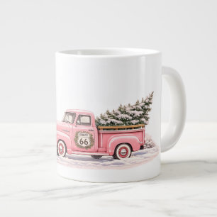 Rosa Pickup-Weihnachten-Kaffee Route 66 Jumbo-Tasse