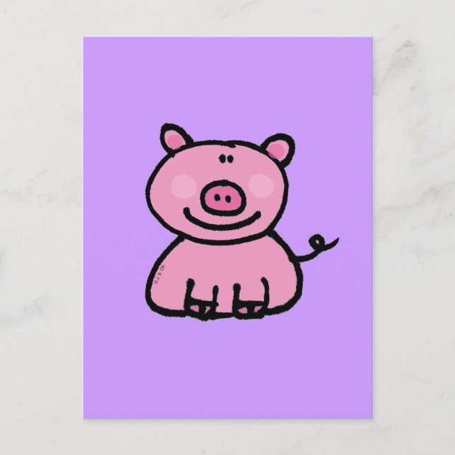 Rosa Piggie Postkarte (Vorderseite)