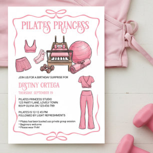 Rosa Pilates Prinzessin Reformer Geburtstagsfeier Einladung