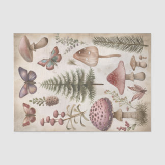 Rosa Pilz Schmetterling Goblincore Decoupage Seidenpapier