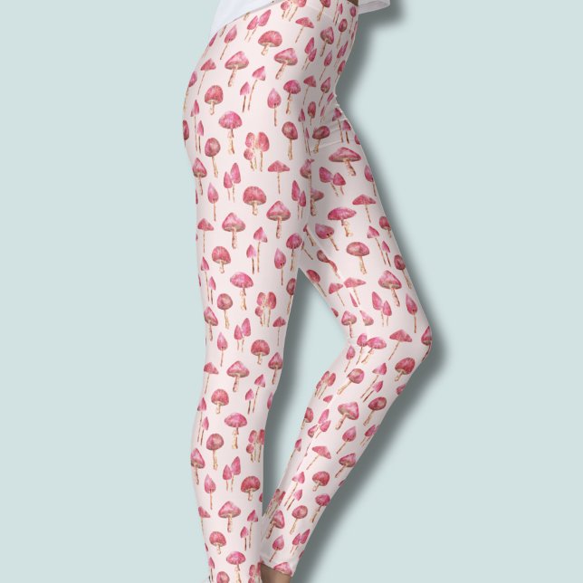 Rosa Pilzmuster Leggings (pink mushroom pattern leggings)