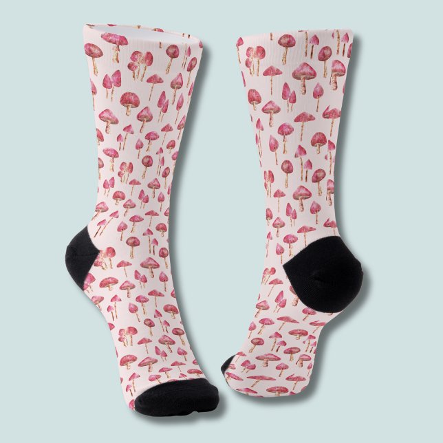 Rosa Pilzmuster Socken (pink mushroom pattern socks)