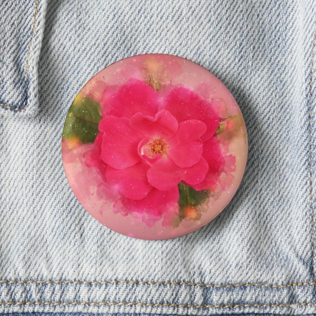 Rosa Pink  Florale Aquarell Button (Von Creator hochgeladen)