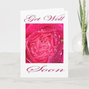 Rosa Pink mit Regentropfen Gute Besserung Karte