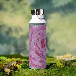 Rosa Pink mit Regentropfen Trinkflasche