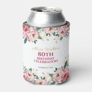 Rosa Pink Peony Blume Gold Leaf Geburtstag Dosenkühler