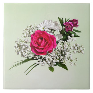 Rosa Pink umgeben von Baby’s Breath Fliese