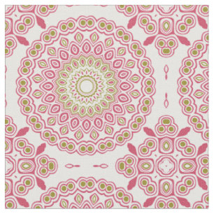 Rosa Pink und Olivgrün Kaleidoskop-Medaillon Stoff