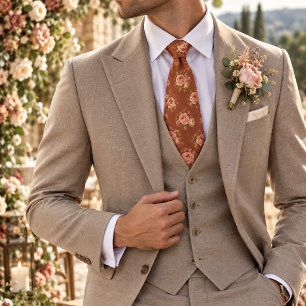Rosa Pink und Ranunculus auf Tonbraunem Floral Krawatte